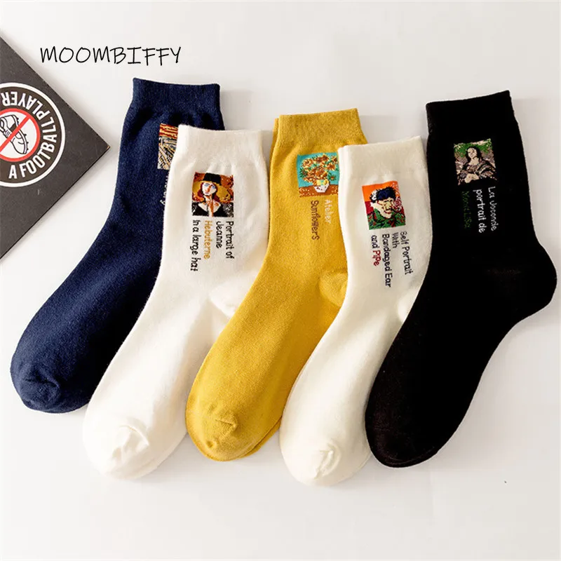 

Retro Women Socks Art Van Gogh Mural World Famous Painting Harajuku Creative Men Sock Sports Casual Happy Funny Skateboard Socks