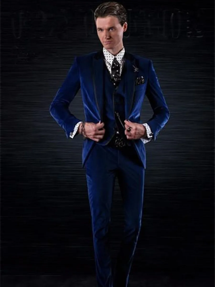 

Customize Groom Tuxedos Velveteen Men's Suit Jacket Blazers Halloween Costume Elegant For Luxury Man Suit's For Wedding 116