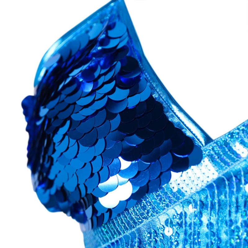 Formal Latin Dance Dresses Backless Sequin Tassel Dance Dress For Women Sexy Sling Halter Salsa Mini Dress Stage Costumes