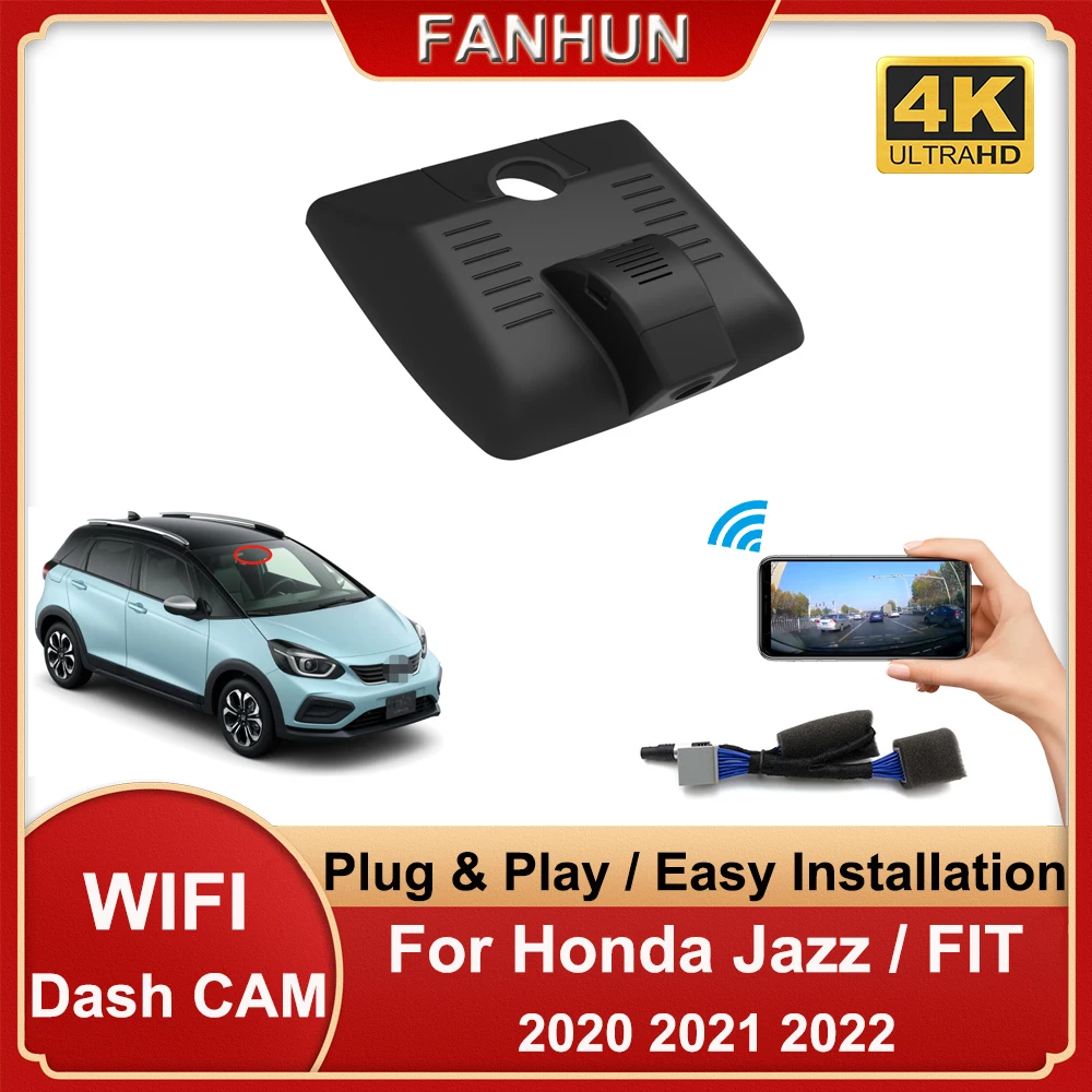 

4K WIFI Автомобильный видеорегистратор Скрытая камера видеорегистратор для вождения для Honda Jazz Fit 2019 2020 2021 ночное видение Plug and Play