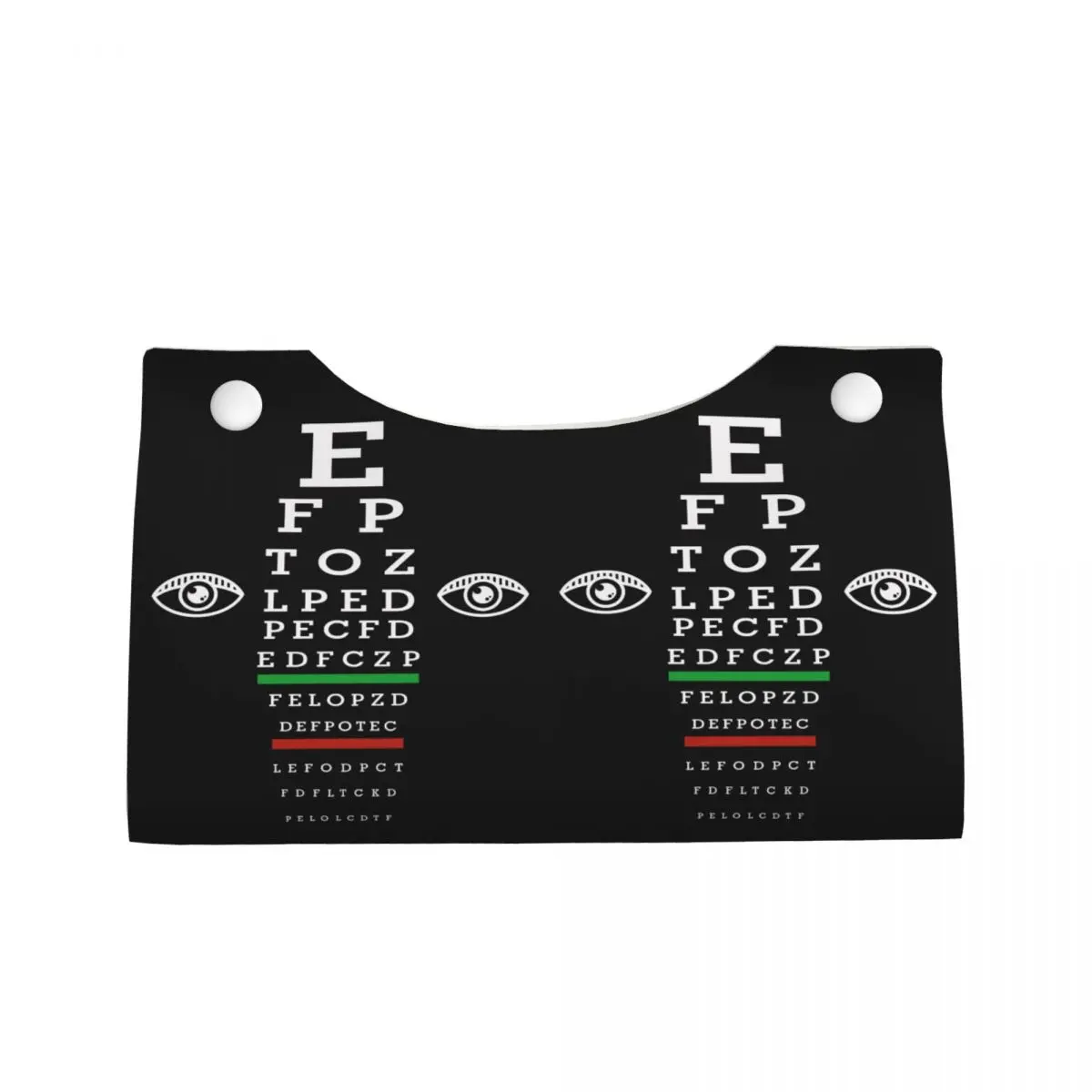Фото Пользовательский забавный офтальмолог Snellen Eye Chart Держатель коробки для салфеток Прямоугольная искусственная кожа Коробка для салфеток для лица Крышка для автомобиля Ванная комната №2