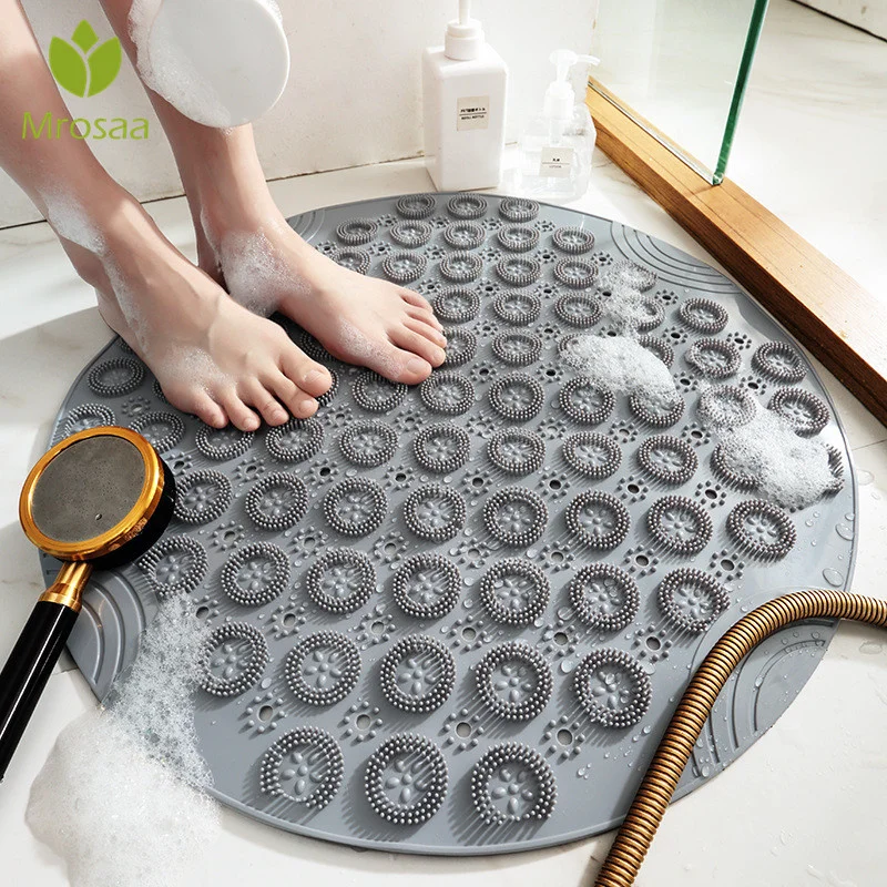 

55cm Non-slip Round Bathroom Mat Safety Shower Bath Mat Plastic Massage Pad Bathroom Carpet Floor Drainage Suction cup Bath Mat