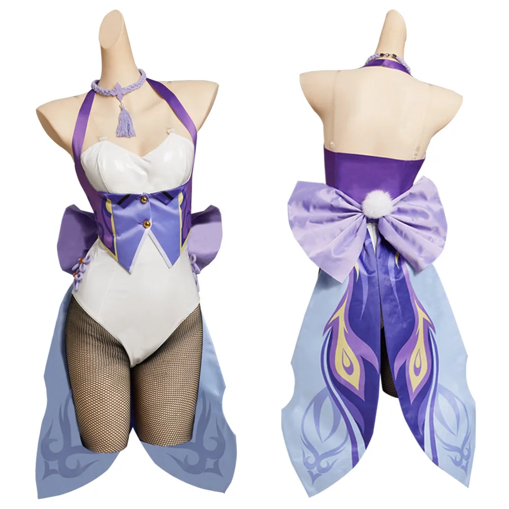 

Genshin Impact Keqing Cosplay Costume Bunny Girls Jumpsuit Outfits Halloween Carnival Suit