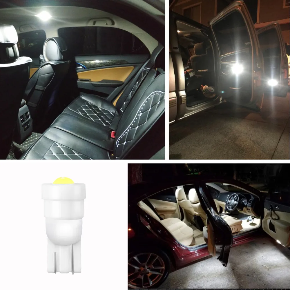 

12V Ceramic LED Bulbs Car Signal Light T10 W5W 194 168 White 6000K Car Interior Lights Wedge Parking Light Bulbs Auto Lamp