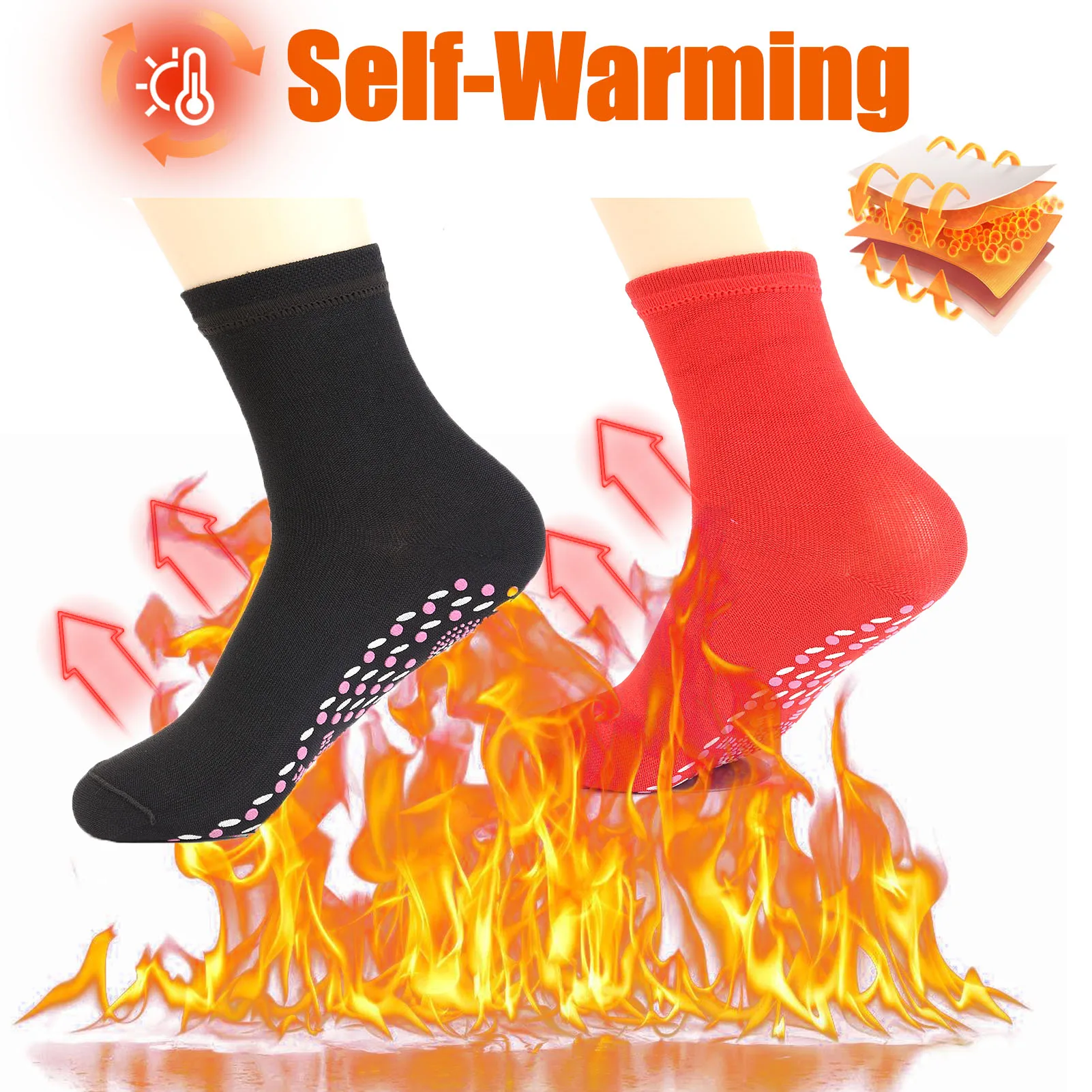 

Массажные носки для ног, 1 пара, дышащие хлопковые теплые турмалиновые Самонагревающиеся чулки, удобные для мужчин, женщин, взрослых, для зимних видов спорта