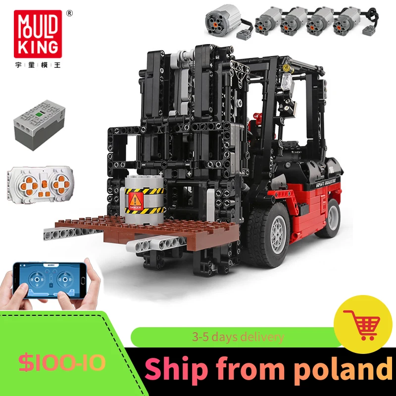Вилочный Погрузчик с мощным двигателем Mould King Mk II, встроенные блоки, совместимые со стандартным габилстеплером, высокотехнологичные кирпичи, игрушки для детей, подарки
