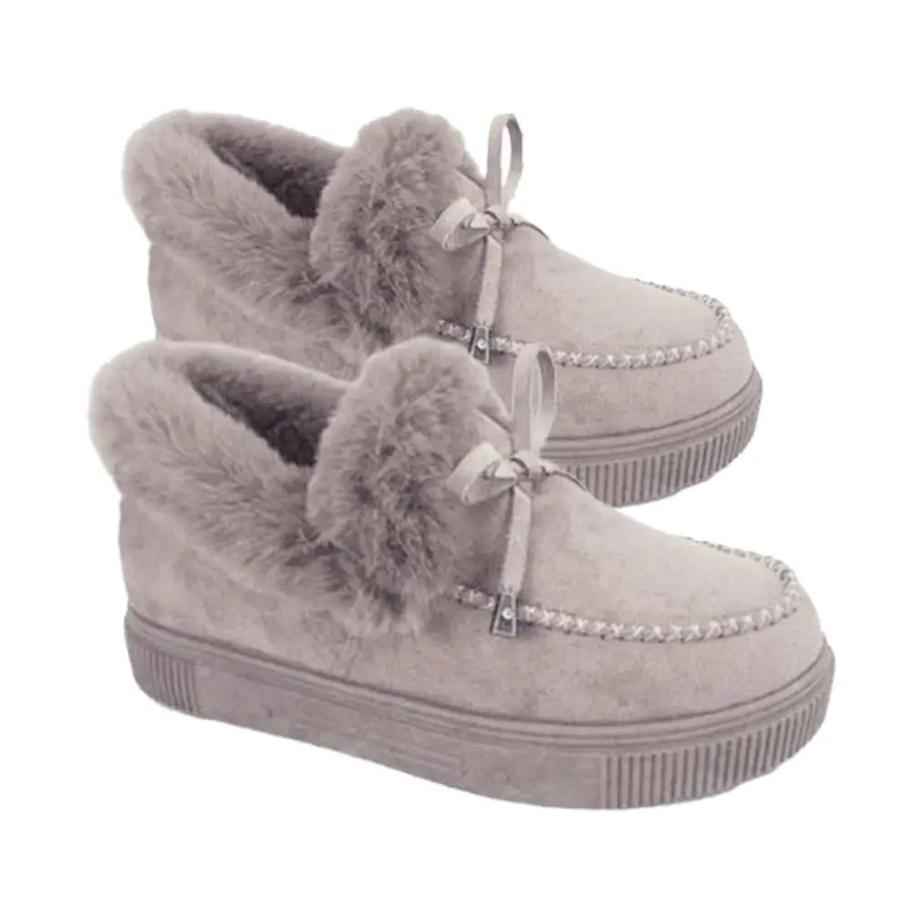 Ladies Womens Faux Fur Lined Warm Winter Moccasin Ankle Bootie Slippers Shoes Anti Skid Bottom Slip Casual Footwear