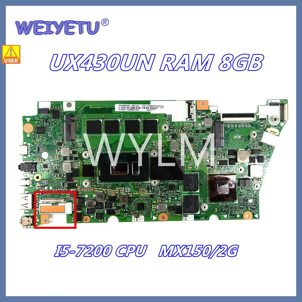 

Б/у материнская плата для ноутбука UX430UN, 8 ГБ ОЗУ MX150/2G