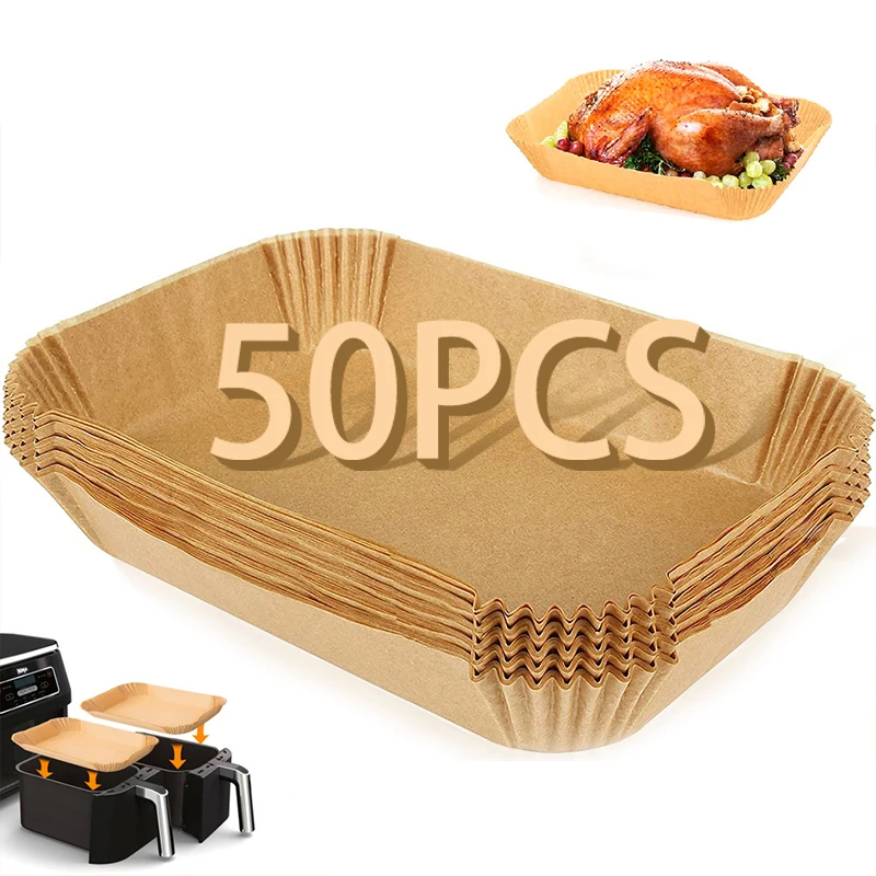 Rectangle Disposable Air Fryer Baking Paper Liner Waterproof Oilproof Non-Stick Baking Mat for Ninja Foodi AirFryer Accessories
