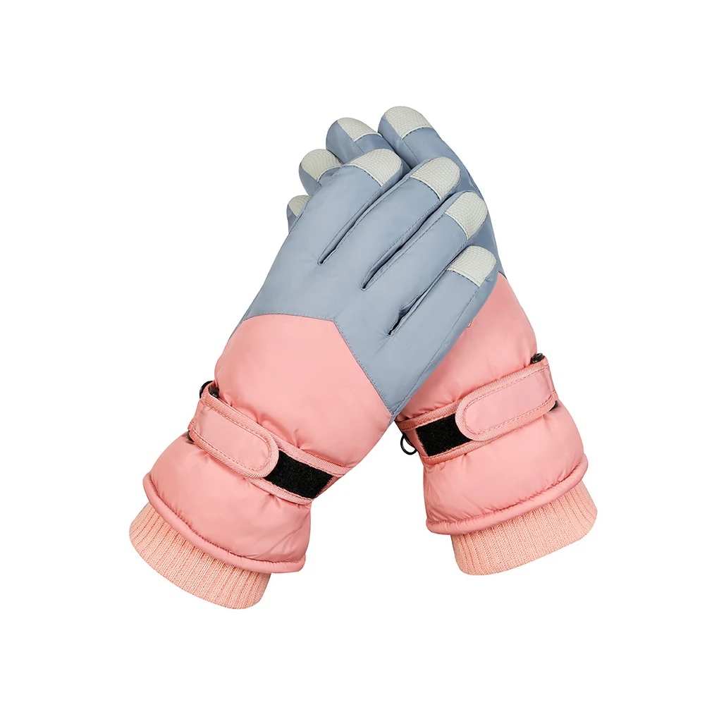 

1 Pair Skiing Glove Windproof Gloves Anti-skid Mittens Motorbike Bicycles Warm-keeping Warmer Accessory Gray Pink