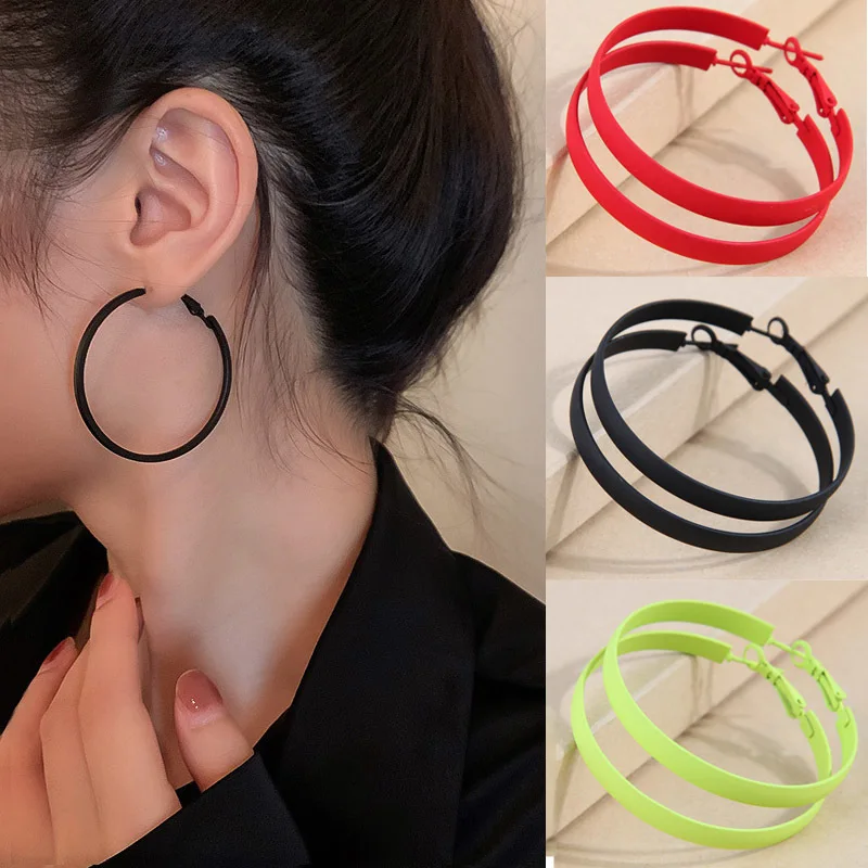 Модные большие простые круглые серьги в стиле панк, минималистичные серьги, крупные большие серьги-кольца для женщин и девушек, готические украшения, подарки