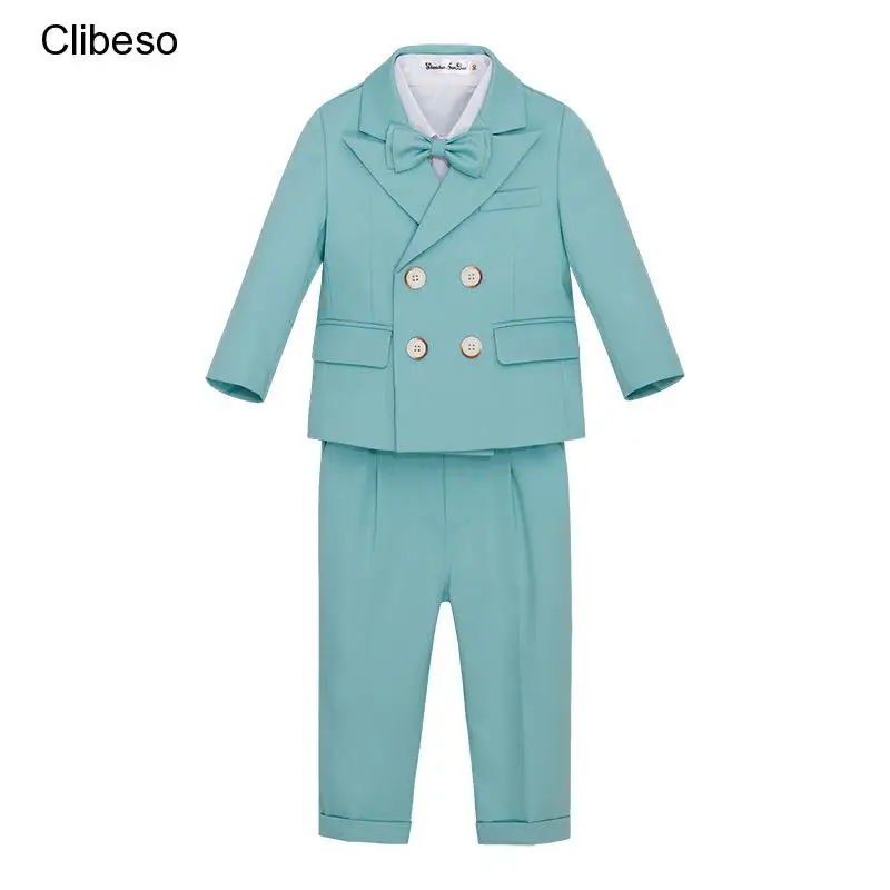 

2023 Baby Boys Formal Party Clothes Sets Kids Boy Blazer Jackets Vest Shirt Pants Bow Tie Pants Accessories Children Outerwears
