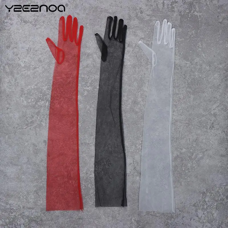 

Перчатки женские, из тюля, черные, белые, сверхтонкие, эластичные, для свадебного платья