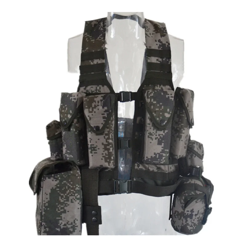 

Army Fans CS Field Gear Camo Combat Tactical Vest Outdoor Summer Camp Shooting Training Hunting Waistcoat With Accessory Pouch