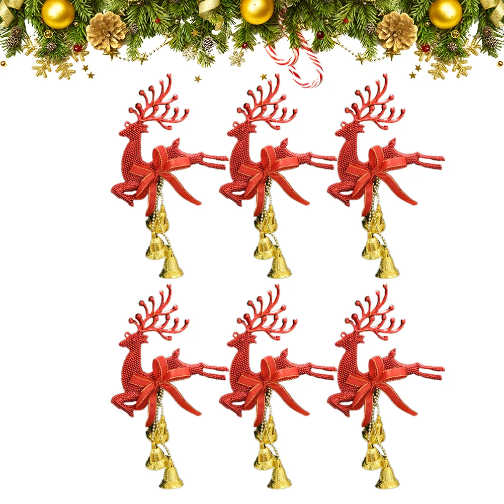 

6pcs Christmas Tree Bell Ornaments Xmas Bell Hollow Reindeer Hanging Wall Tree Fireplace Window Hanging Christmas Party