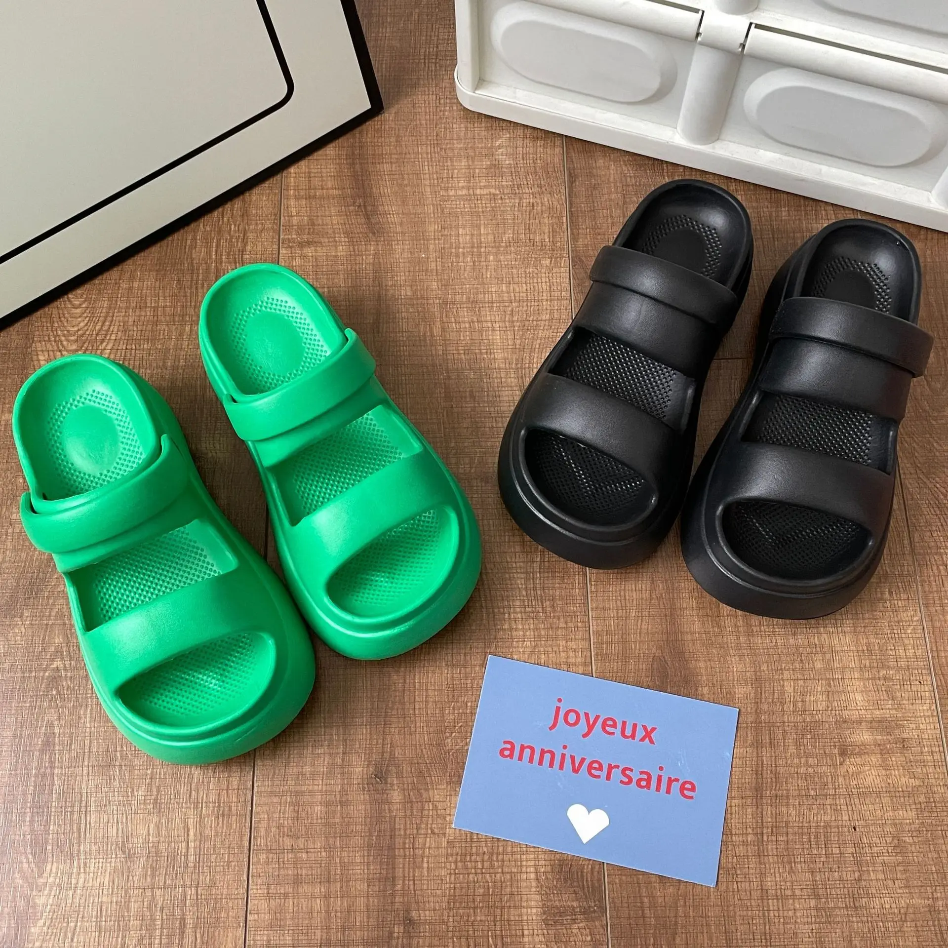 Summer EVA Simple Thick Sole Women's Sandals and Slippers New Trend Indoor and Outdoor Wear Elevated Beach Sandals and Slippers