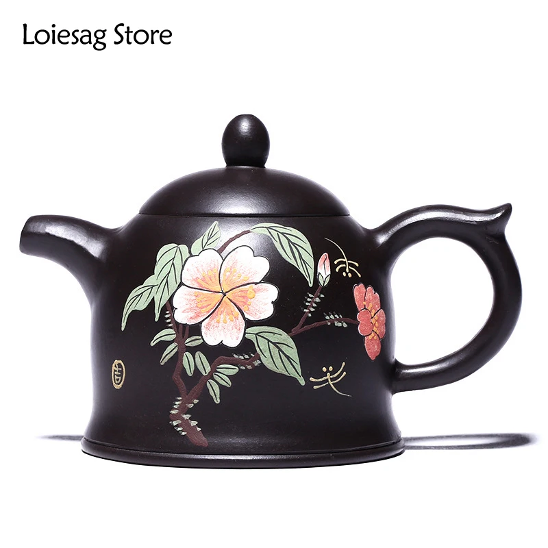 

Loiesag 200ml Yixing Purple Clay Teapots Handmade Flowers Pattern Tea Pot Raw Ore Black Mud Beauty Kettle Zisha Kung Fu Tea Set