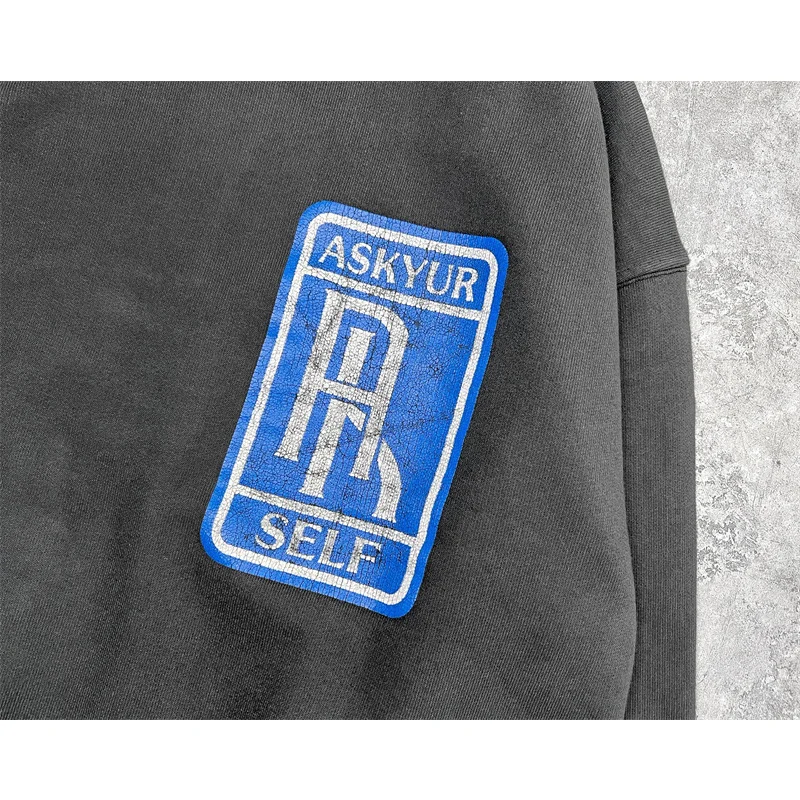 Пуловер Askyurself V11 с принтом трещин и круглым вырезом размер S-XL