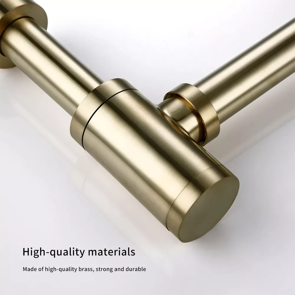 

Siphon Basin Bottle Plumbing P-Trap Luxury Brushed Gold High Quality Brass Euro Wash Pipe Waste Bathroom Sink Trap Modern Style