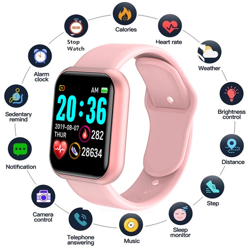 

Smart Watch Waterproof Men Women Smart Bluetooth Bracelet Sports Fitness Tracker Message Reminder Wrist Watch Y68 D20