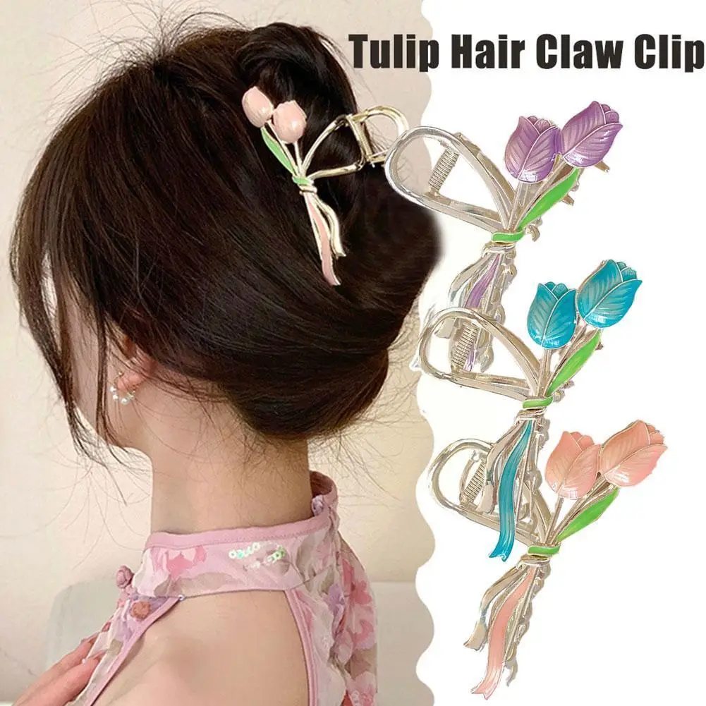 

Новый Тюльпан, цветок, изящная Акула, зажим для волос, Винтажный зажим для конского хвоста, Модный милый зажим для волос для девочек, украшение для волос J7F2