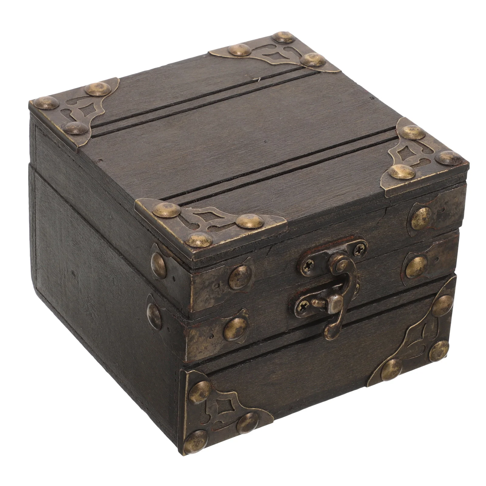 

Vintage Storage Box Jewelry Case Sundries Organizer Treasure Wooden Earring Child Pirate