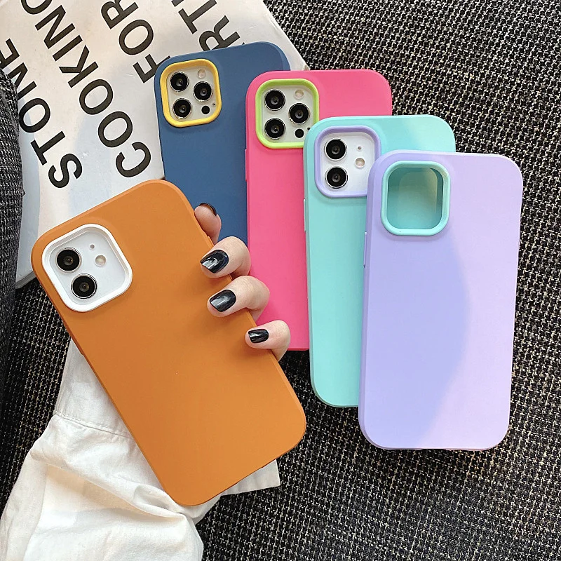 

Candy Color Shockproof Bumper Phone Case Solid Hard PC Back Cover