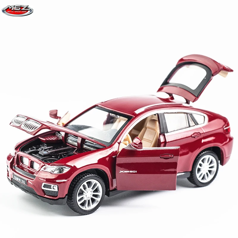 

Модель автомобиля BMW X6 в масштабе 1:32 MSZ, детские игрушечные машинки, литые под давлением и игрушечные автомобили со звуком светильник, подаро...