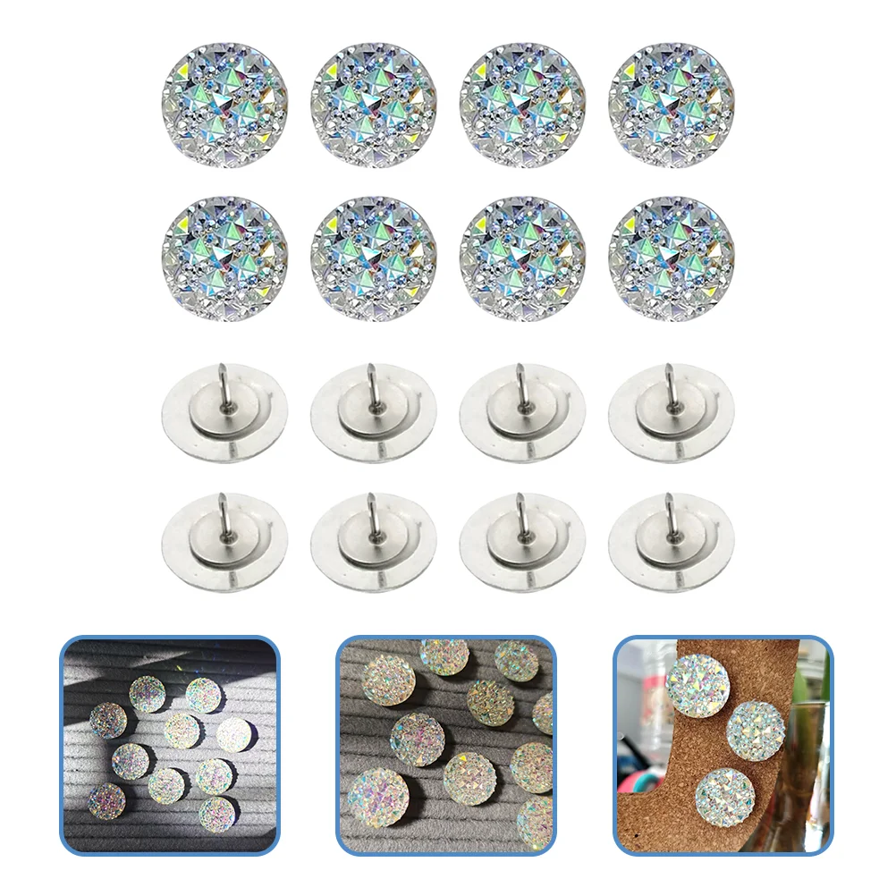

Pushtacks Pin Board Thumb Map Rhinestone Crystal Resin Decorative Wall Drill Water Thumbtack Corkfurniture Diamandtack Head