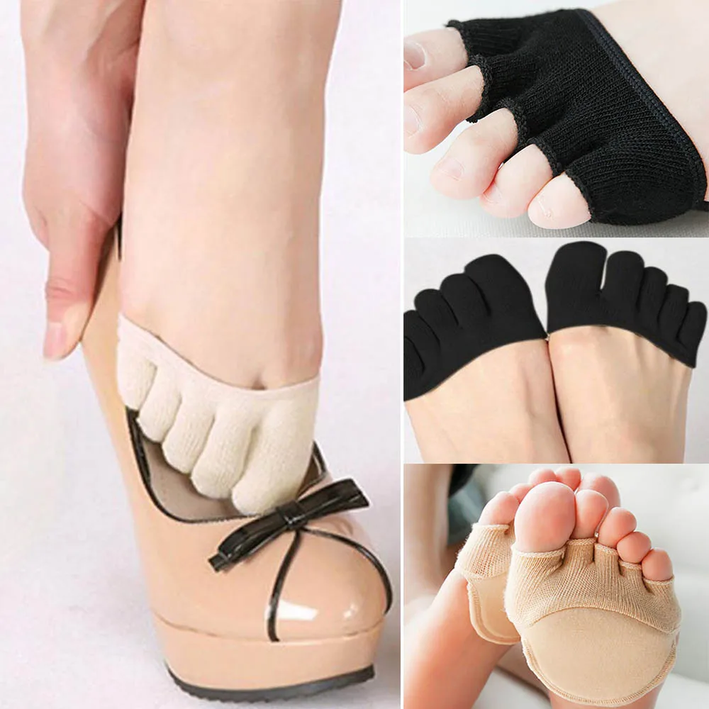 

Foot Sock Forefoot Invisible Pad Lining Cushion Anti-slip Socks Liner Women Cotton 1 Toe Heelless Pair Open