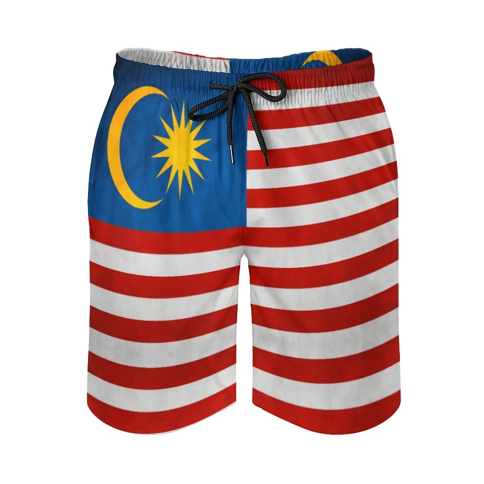 

Malaysia Malaysian Flag National Flag of Malaysia Anime CausalCreative Adjustable Drawstring Breathable Quick Dry Beach Pantsr