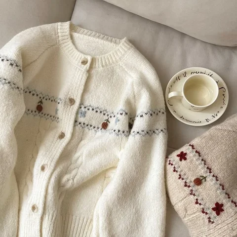 Neploe новый французский стиль свежий литературный свитер с цветочной вышивкой панели ажурный корейский кардиган корейский пригородный тянущий Femme