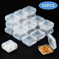 50pcs mini small storage box beads jewelry organizer plastic transparent square container earrings rings jewelry storage boxs