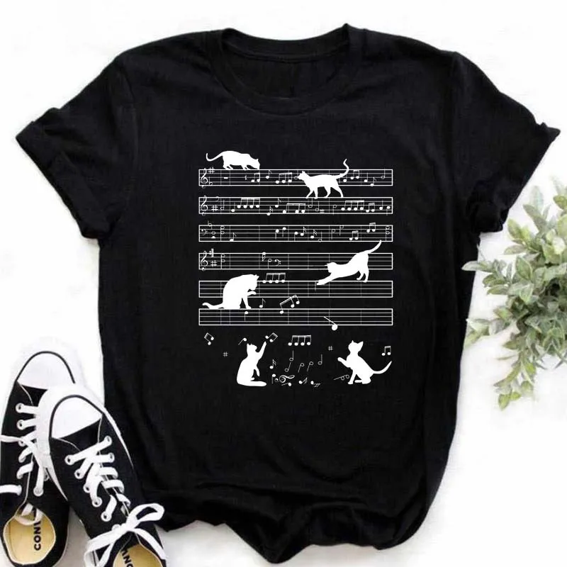 Женская футболка с коротким рукавом круглым вырезом и принтом в виде растений