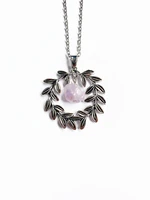new hot selling light luxury gold plated leaf necklace purple irregular crystal pendant niche botanical jewelry