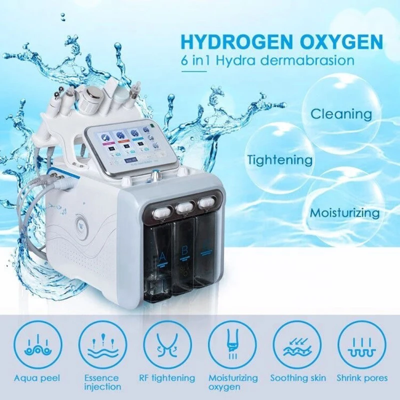 6 in1 Hydroxide Ultrasound RF Cold Hammer Lifting Skin Spa Water Beauty Machine Facial Microdermabrasion  Deep Cleaning  Tool