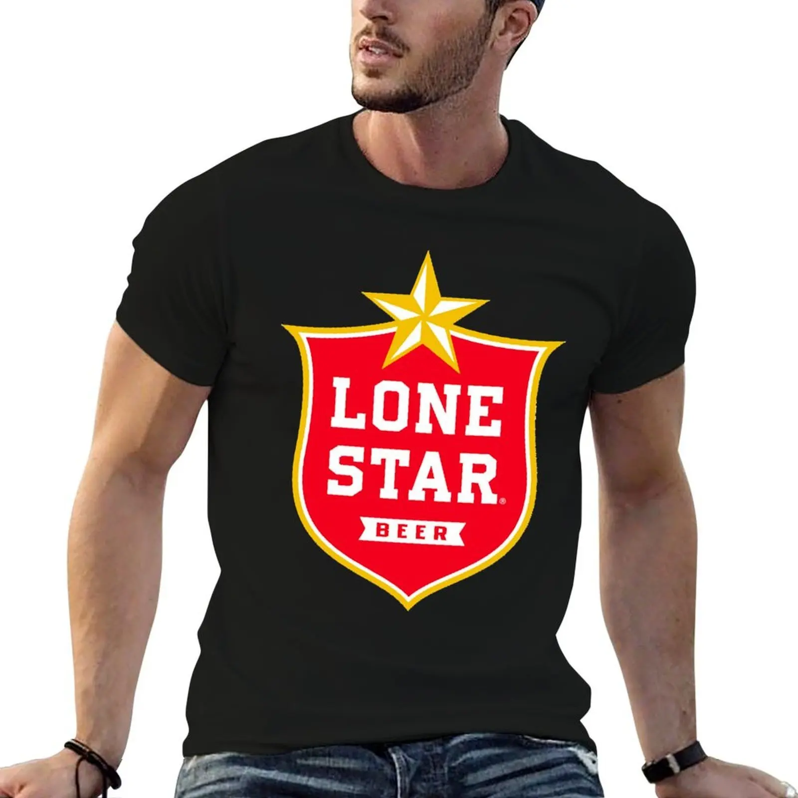 Фото Футболка с логотипом Lone Star Beer Brewery, мужская футболка, дизайнерская футболка, мужские дизайнерские мужские футболки с рисунком, футболка №1