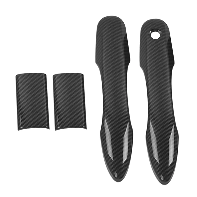 

4Pcs Car Accssories Carbon Fiber Exterior Door Handle Cover ABS Decoration Protector Chrome Trim For Toyota Hiace 2019