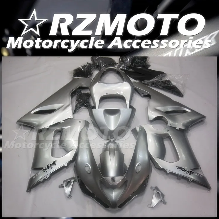 

Новый комплект обтекателей из АБС-пластика для мотоцикла и велосипеда, подходит для Kawasaki Ninja ZX-6R ZX6R 636 2005 2006 05 06, кузов серебристый