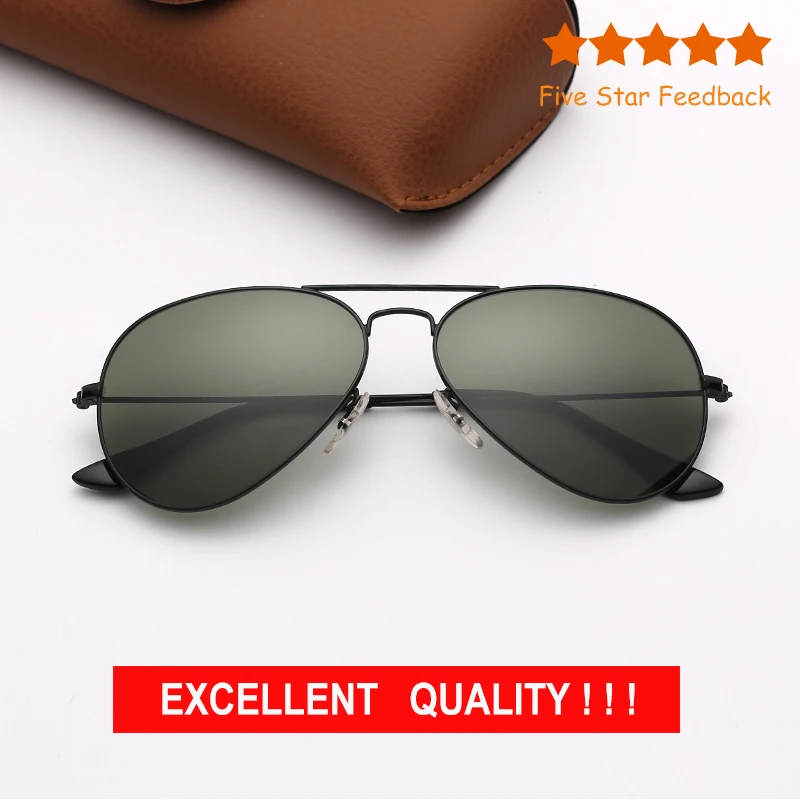 

Top Quality Classic Rays Pilot Sunglasses Men Women Real Glass Lenses Luxury Brand for Man Sun Glasses Shades Oculos De Sol 3025