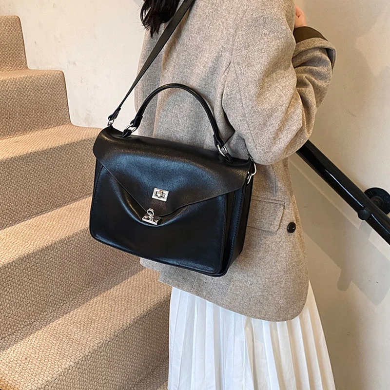 Женская сумка в стиле ретро вместительная многослойная кожаная сумка-тоут через