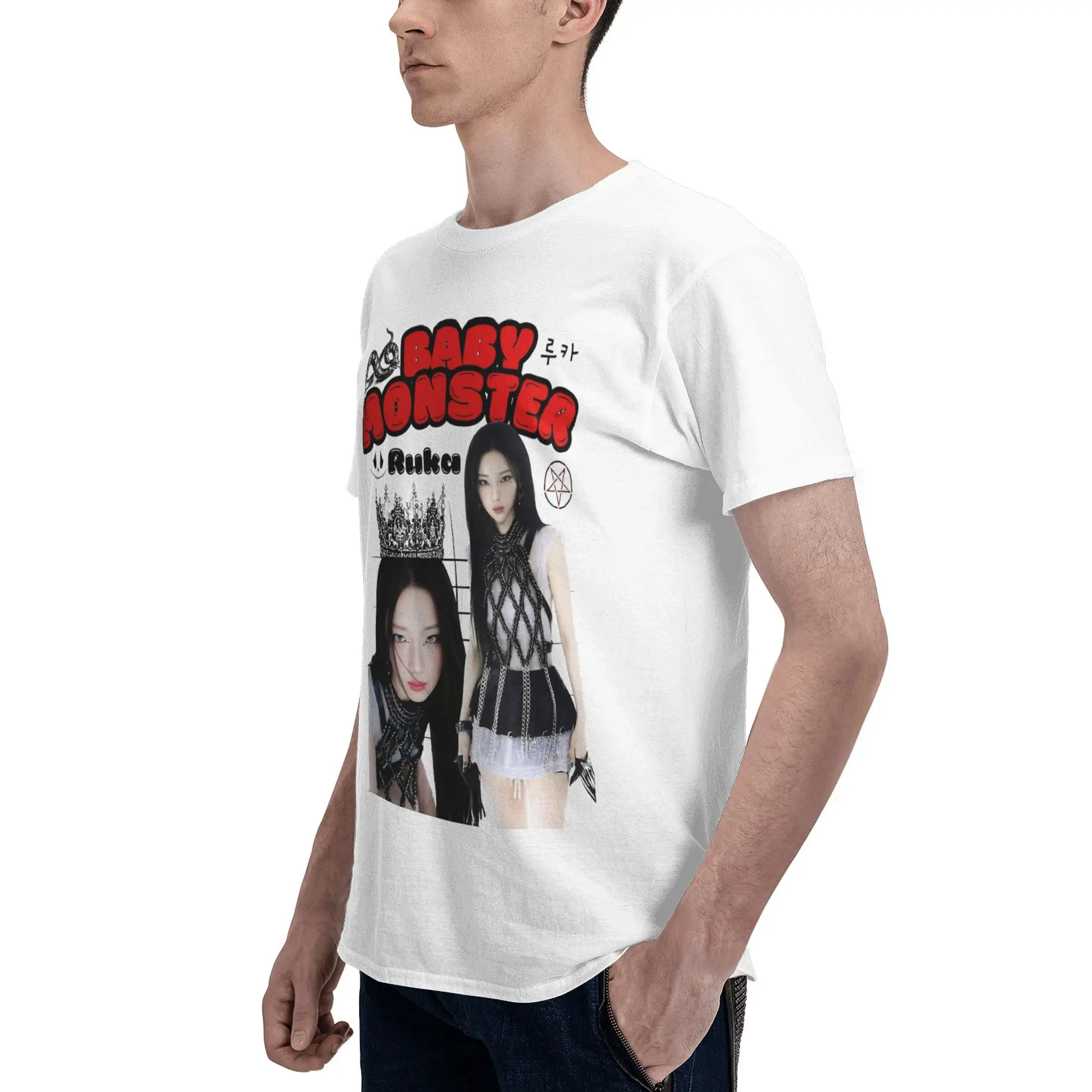 Ruka BABYMONSTERS KPOP футболка мужская хлопковая повседневная с круглым вырезом и