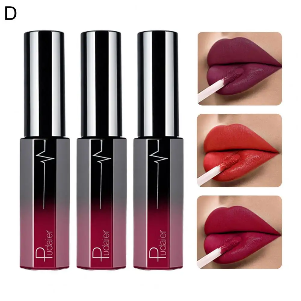 

3Pcs Lipstick Fashion Easy Coloring Women Traveling Shopping Liquid Lip Glaze Dating Supply Matte Lip Glaze Liquid Lipstick