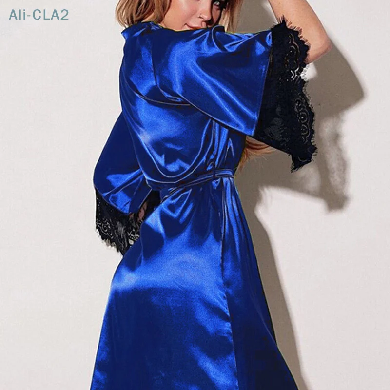 Женское ночное белье кружевная атласная шелковая ночная рубашка халат одежда