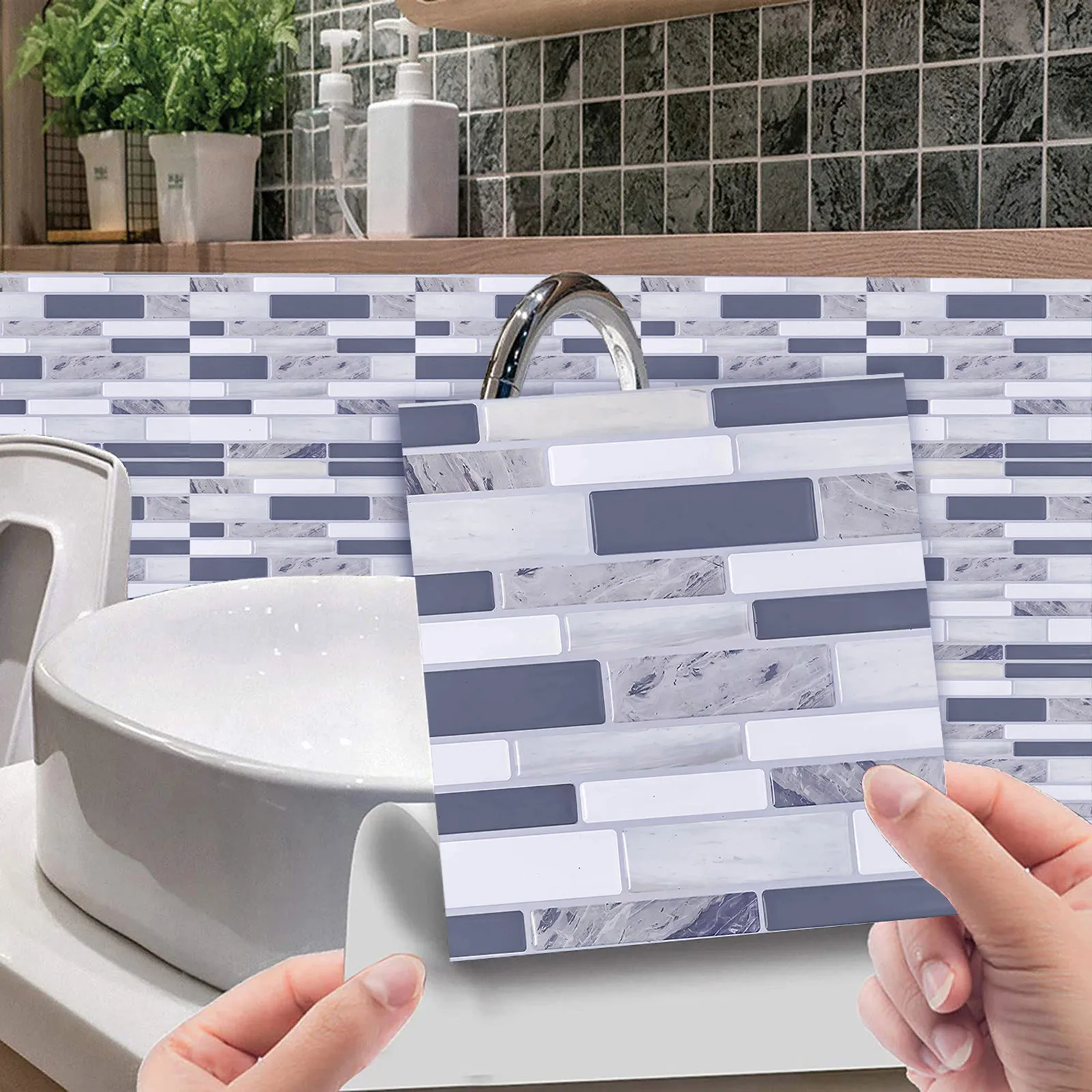 10 шт. плоская мраморная мозаика тисненая плитка наклейка для кухни ванной