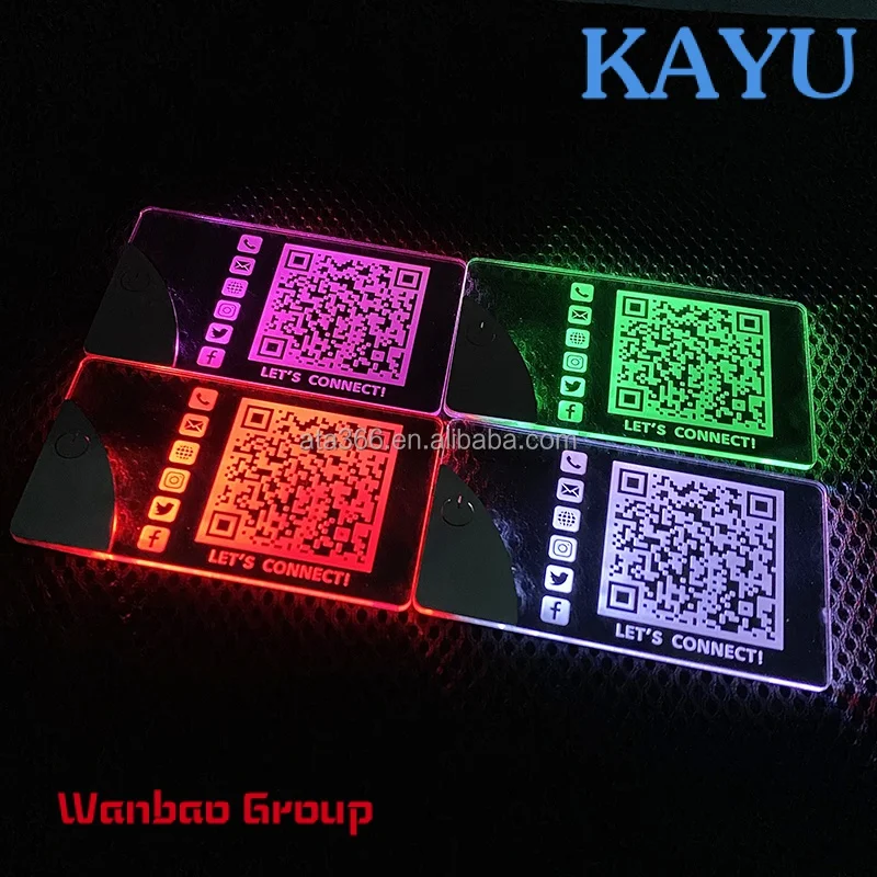 16 NEW 2022 Luxury LED Acrylic Business Card Custom Business Cards Design Printing Laser Engrave Unique Light up Business Card