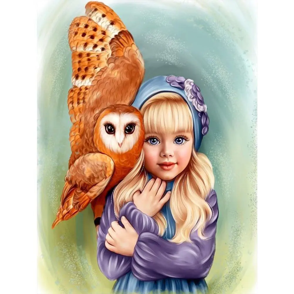 

MOONCRESIN Diy Diamond Painting Baby Brid Owl Girl Full Square Round Drill Mosaic Embroidery Cross Stitch Home Decor Needlework