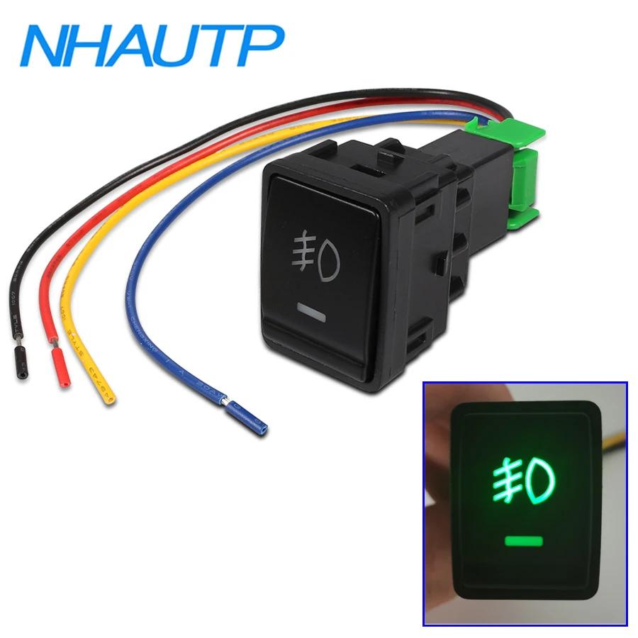 

NUAUTP 1Pcs 5 Pin Car Fog Light Switch For Nissan X-Trail Tiida Altima Kicks 4-Connect Wire Control Button 12V Green