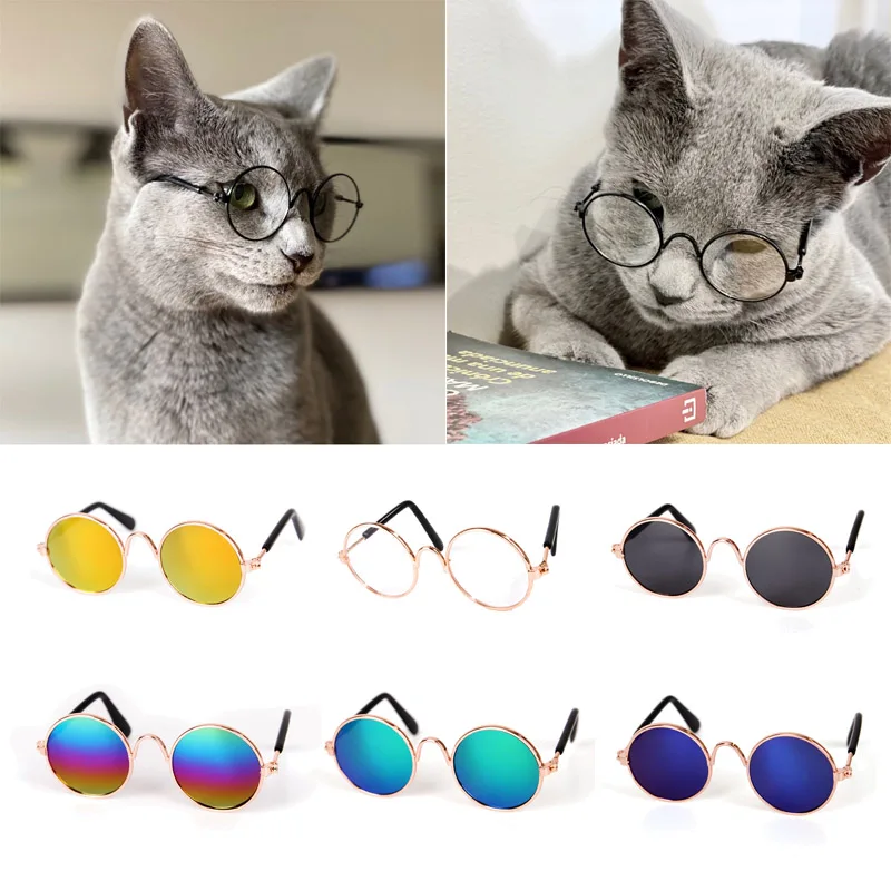 

1 PC Vintage Round Cat Sunglasses Reflection Eyewear Glasses Kitten Cat Dog Accessories for Small Dogs Pet Products for Dog