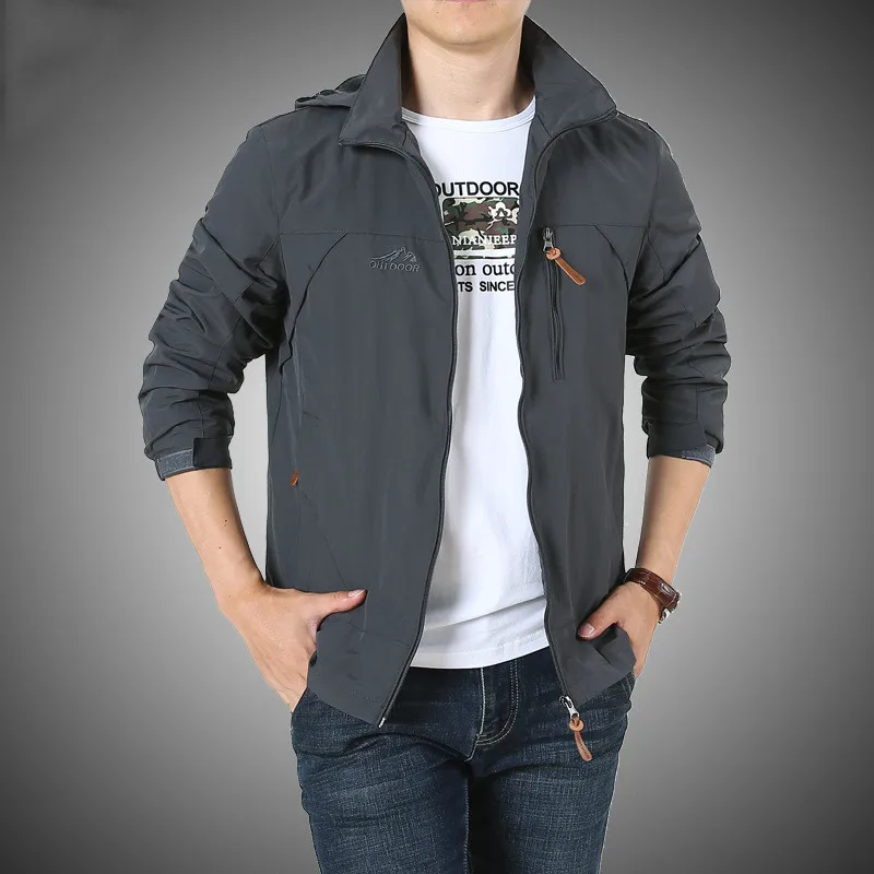 

Spring Autumn Pop Men's Jacket Hooded Windbreaker Thin Coat Men Outdoor Outwears Casual Sports Jacket Military Tactical Clothing